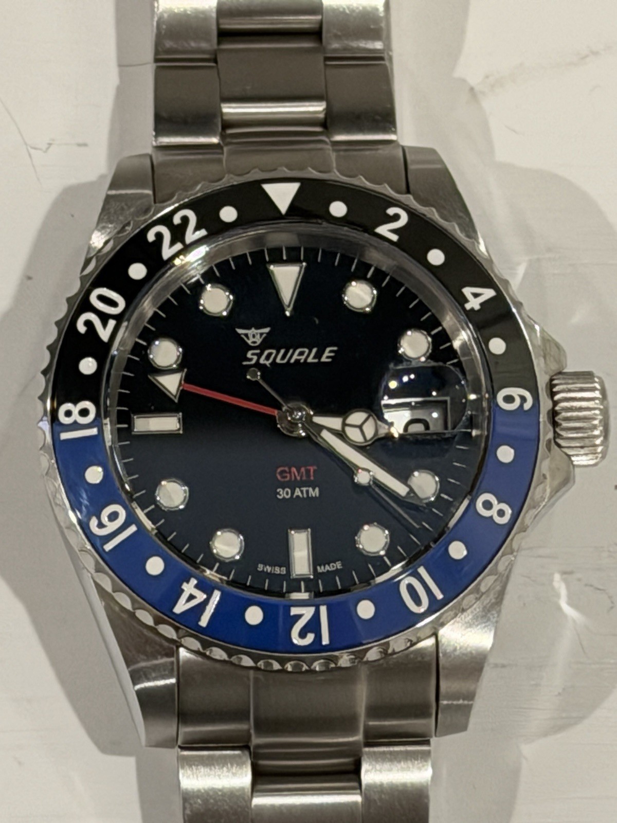 Squale 1545 GMT 30Atmos “Batman”Ceramic Black Dial Black/Blue Bezel