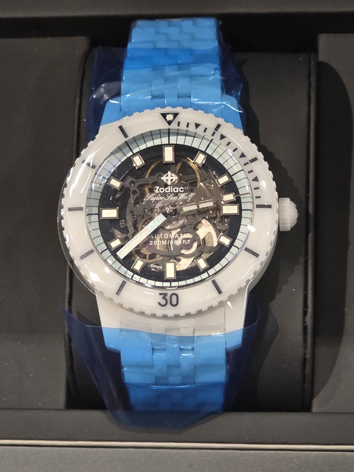Zodiac Super Sea Wolf Ceramic Compression Diver Skeleton Dial Automatic Watch