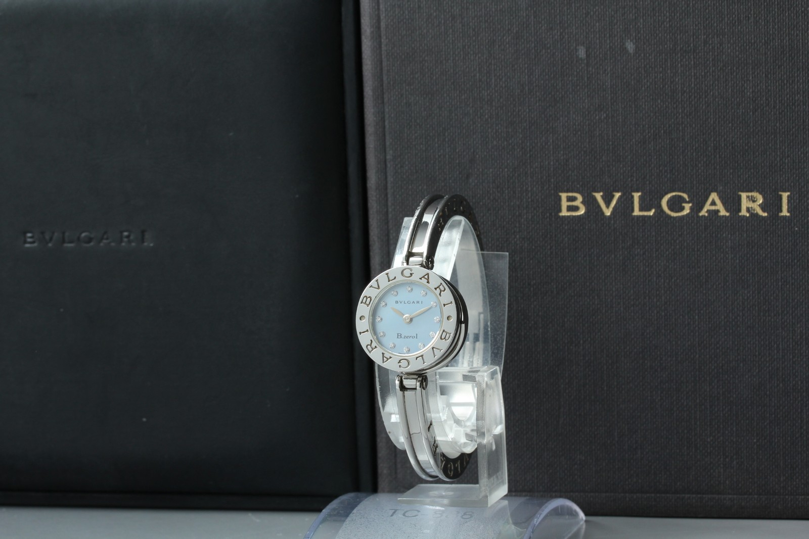 Boxed BVLGARI B.zero1 BZ22S 22mm 12P Diamond SS Band Womens Vintage Quartz Watch