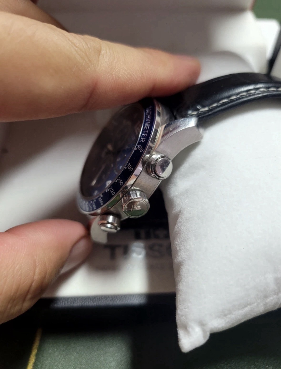 Tissot PRC 200 Chronograph Blue Dial Men’s Watch – Leather Strap, New Battery