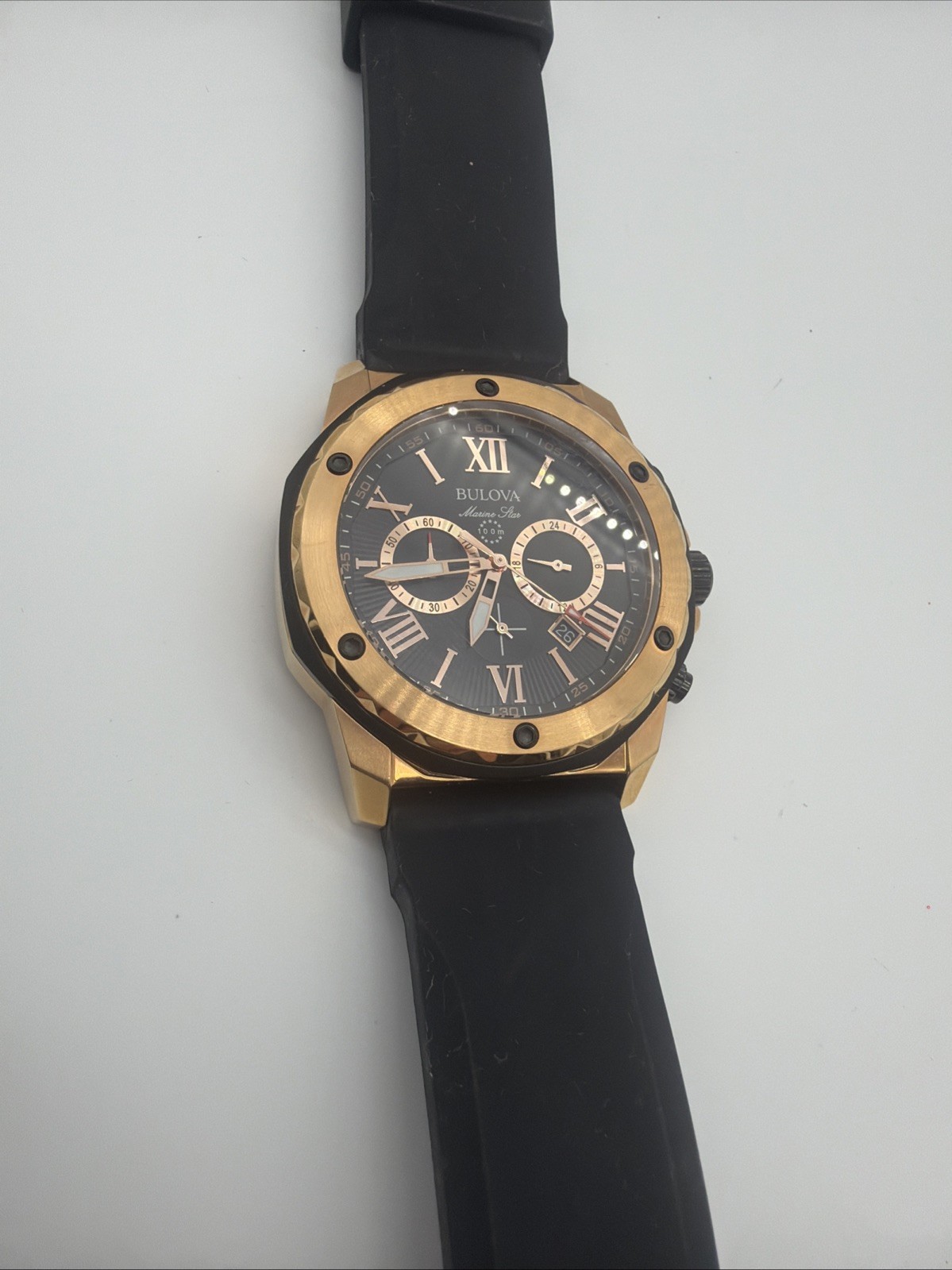 Bulova Marine Star 98B104 – Rose Gold Chronograph Quartz – 44mm Stai (NJL029128)