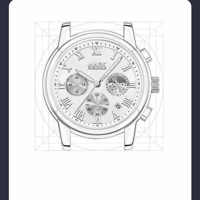 MARK FAIRWHALE Men’s Gift Calendar Moon Phase Chronograph Luminous Quartz Watch