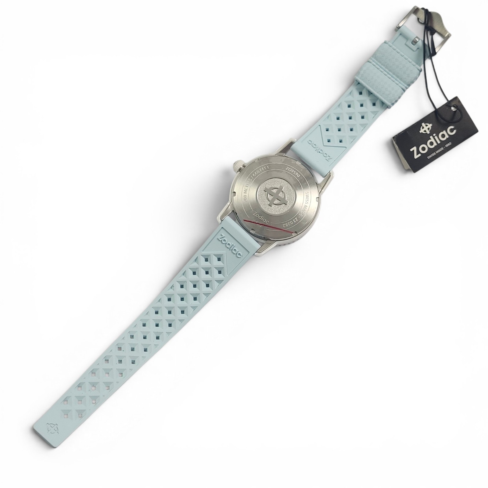 NEW Zodiac Super Sea Wolf Automatic Compression Light Blue Rubber Watch ZO9590