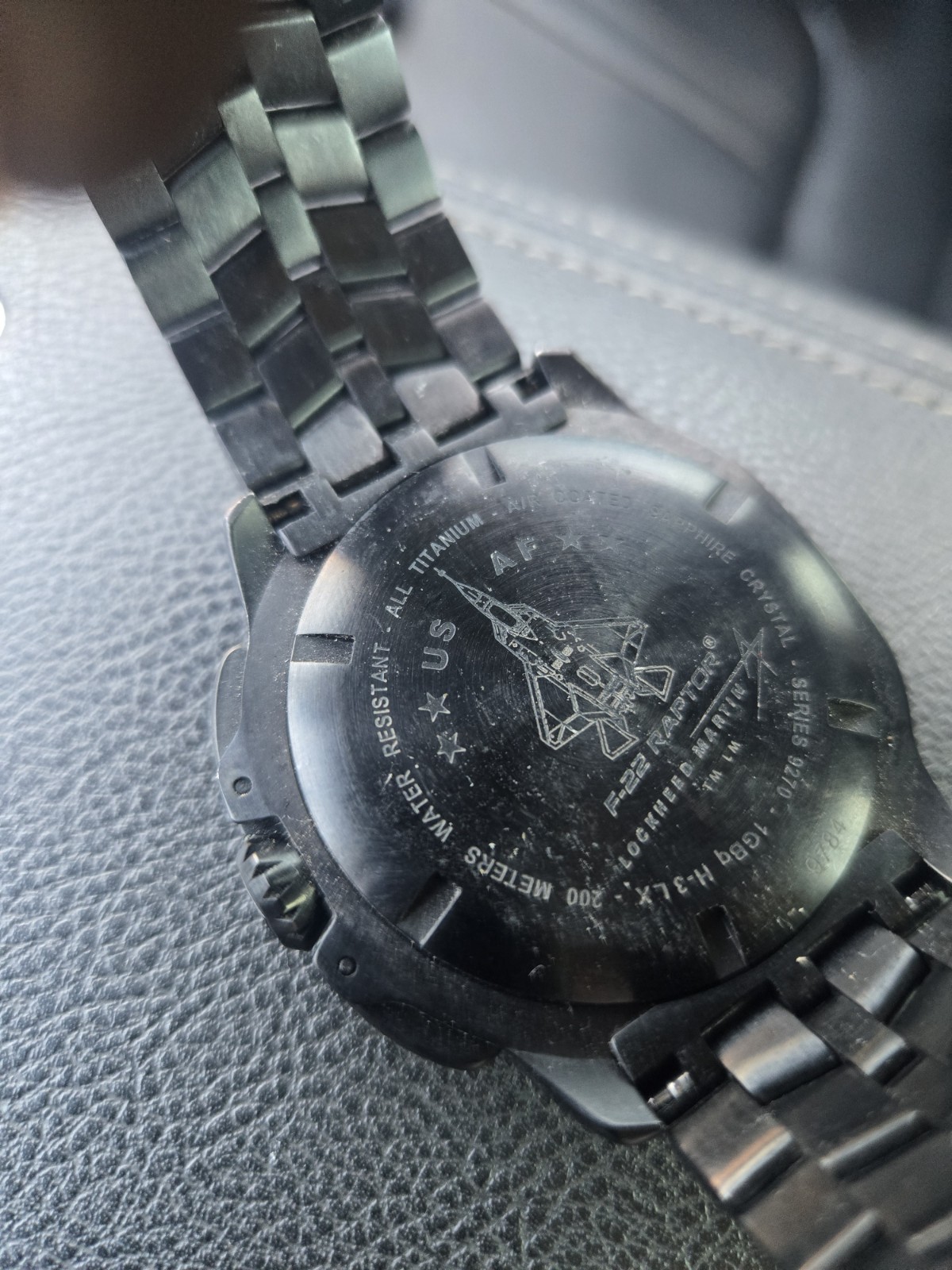 Luminox F-22 Raptor Titanium Black Pilot Chronograph Date Tachymeter 44mm