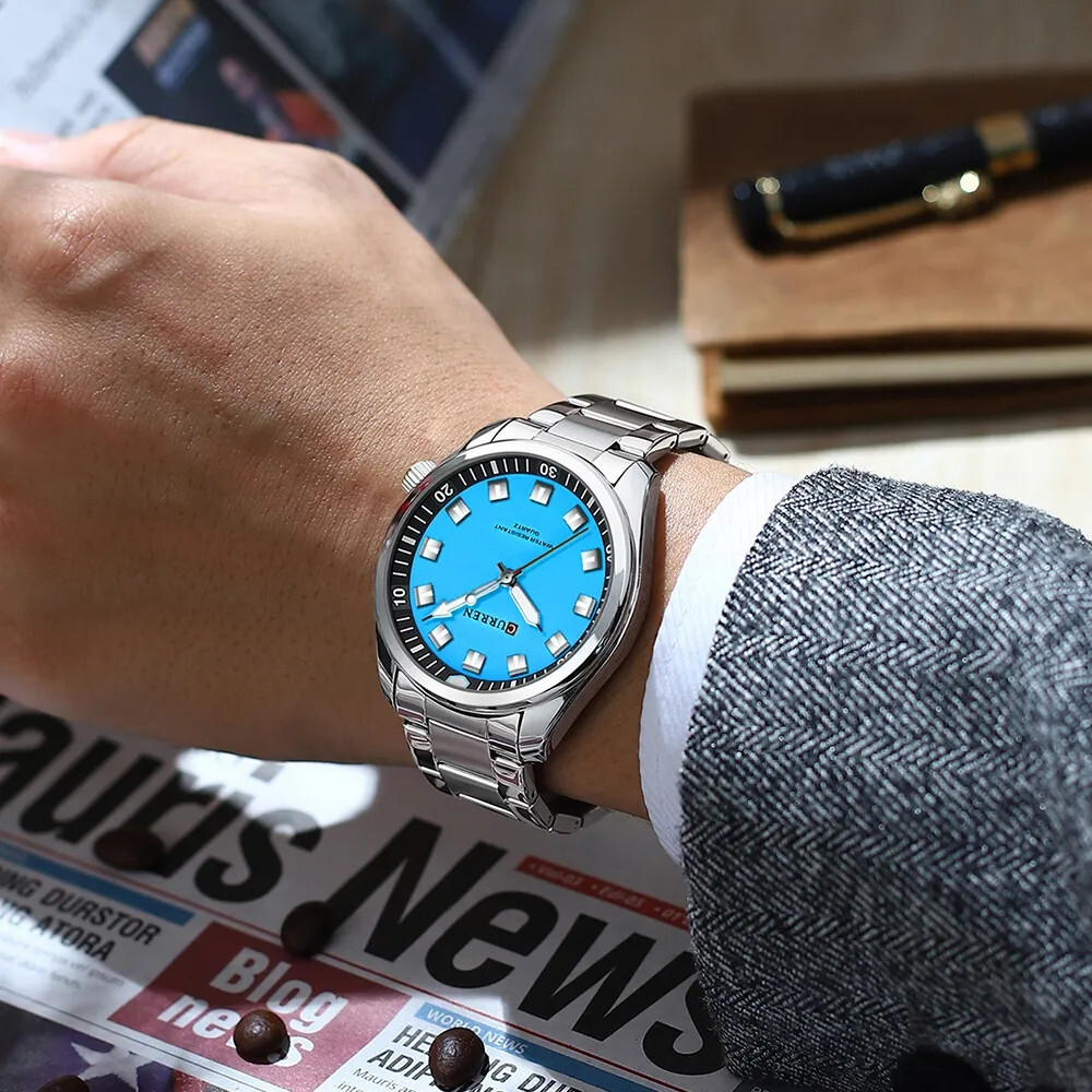 CURREN Men Quartz Watch Stainless Steel Luminous Wristwatch Male Sport Watches