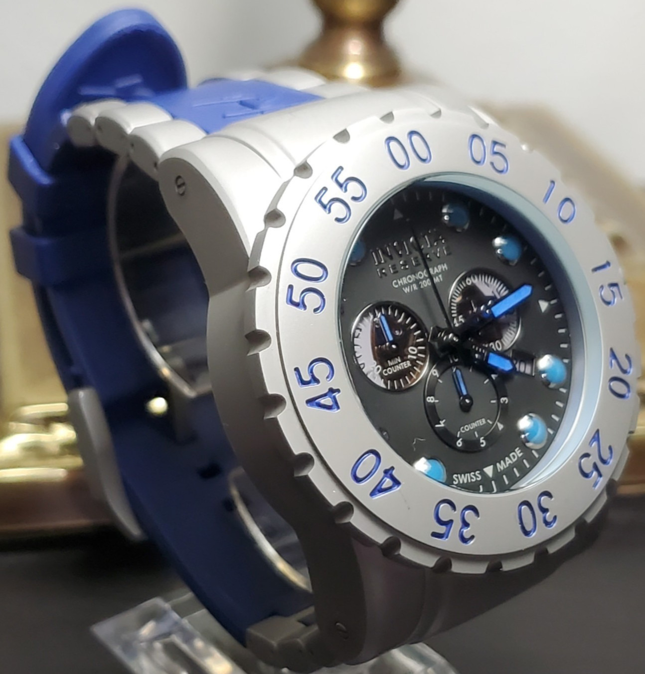 INVICTA RESERVE DIVER LEVIATHAN 0800 STAINLESS 200M 52mm MEN’S WATCH GRAY BLUE