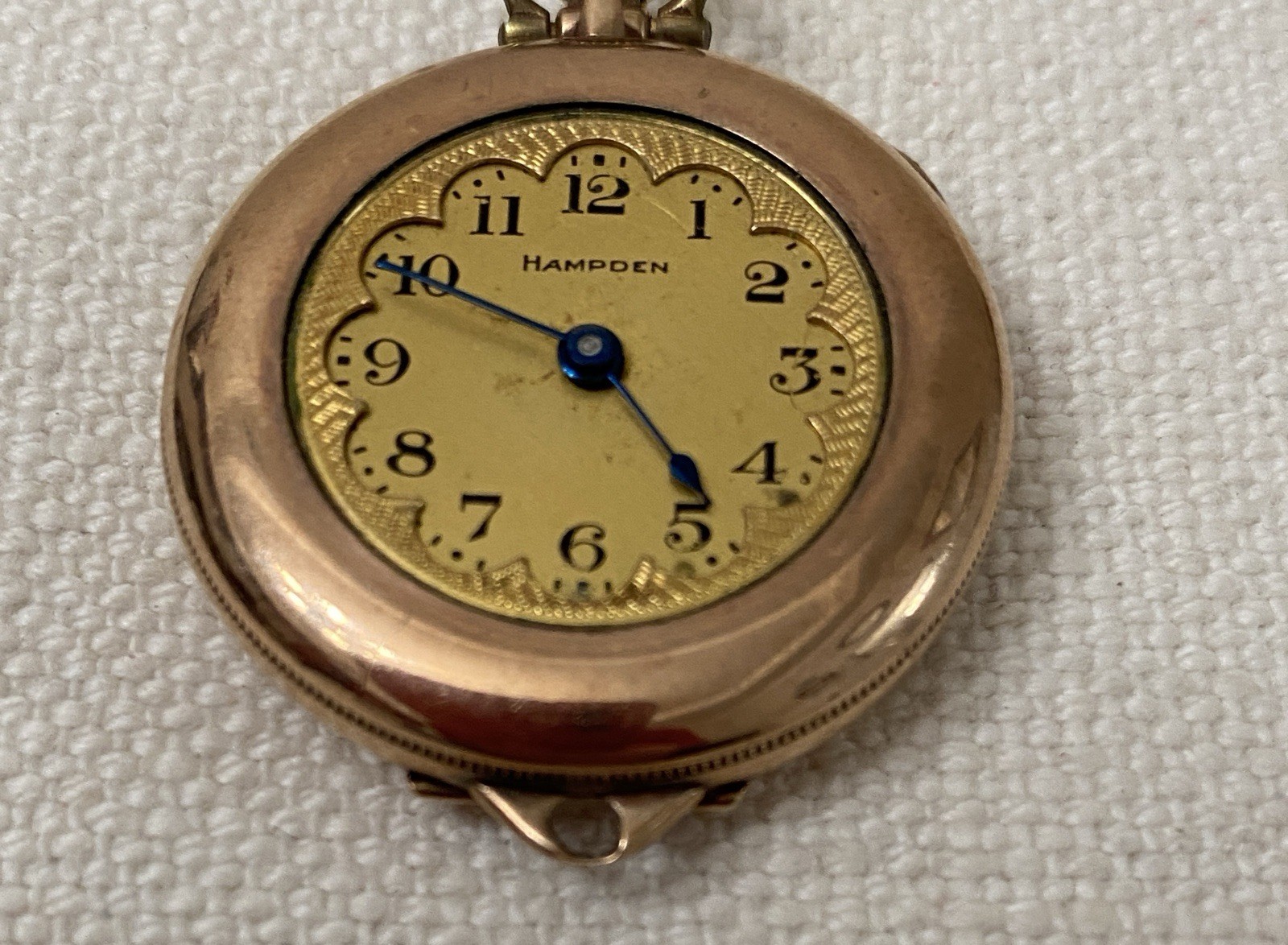 Antique Molly Stark Hampden Pendant Watch Rose Gold Filled Deuco Case