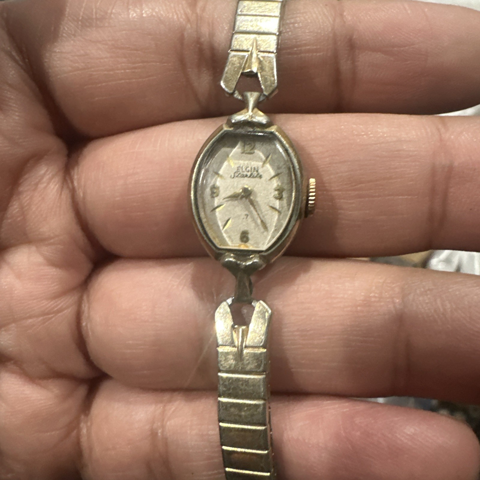 Vintage Elgin Starlite 7 Jewels Ladies Womens Wrist Watch 15mm Rare For Repair