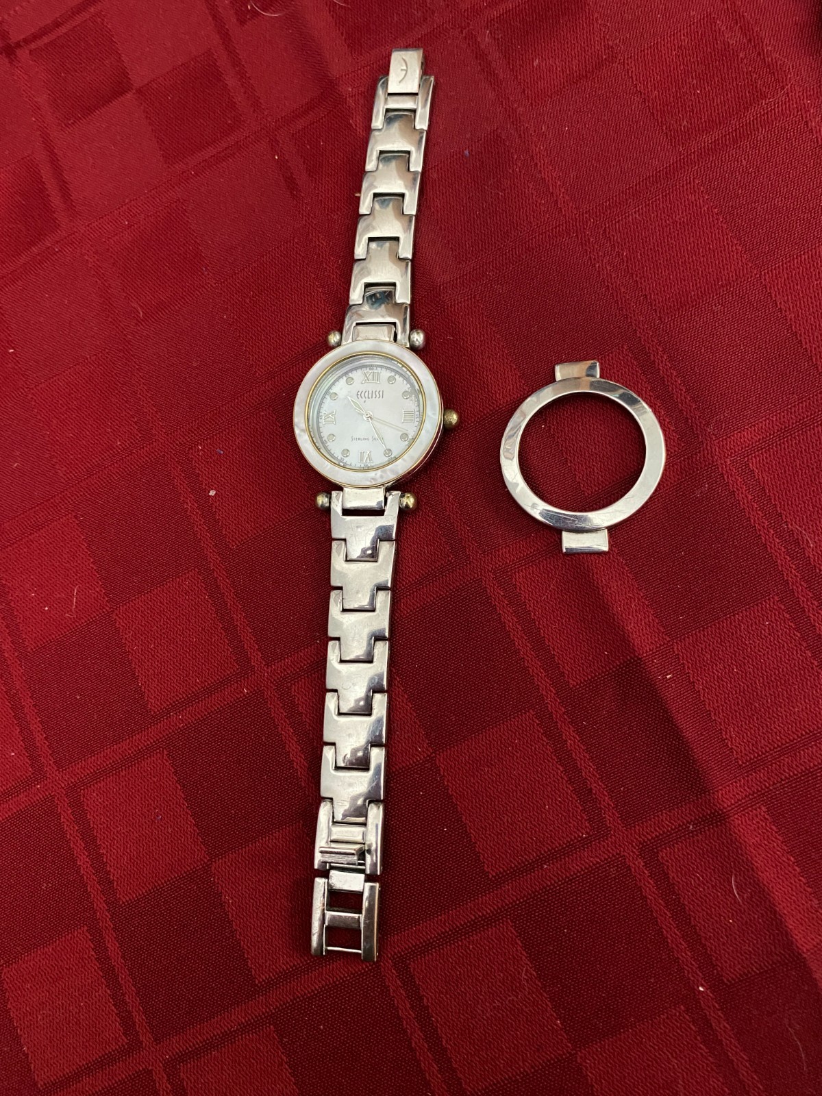 Women’s HEAVY Sterling Silver Ecclissi Watch w/ Mother-of-Pearl Dial 22340
