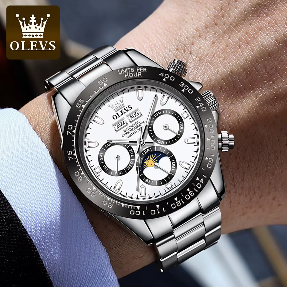 6654 Luxury Men’s Automatic Mechanical Watch Chronograph Waterproof Date Sport