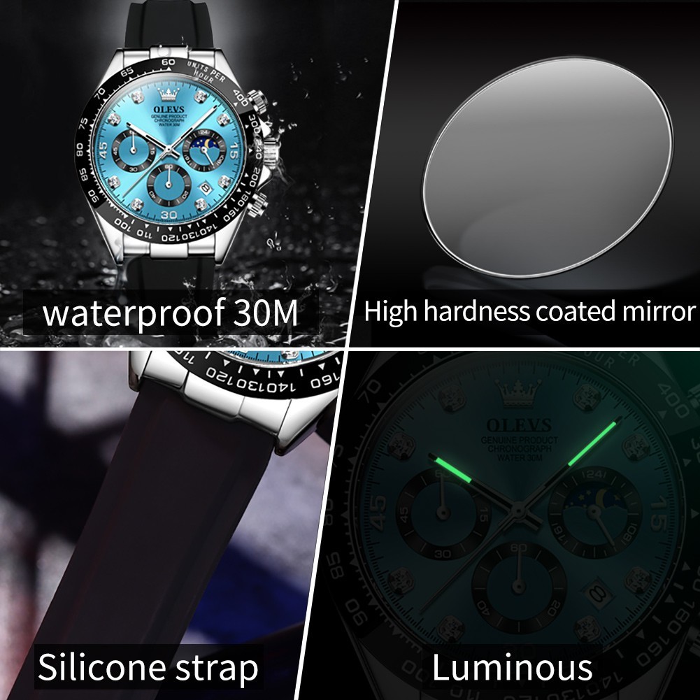 Waterproof Watch OLEVS Quartz Luxury Men’s Business Luminous Date Men Strap