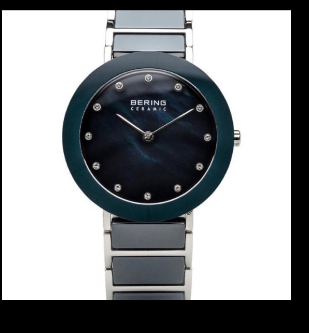 NEW! MSRP $249 CERAMIC/POLISHED SILVER BERING WATCH! – 11435-787 Emerald Green