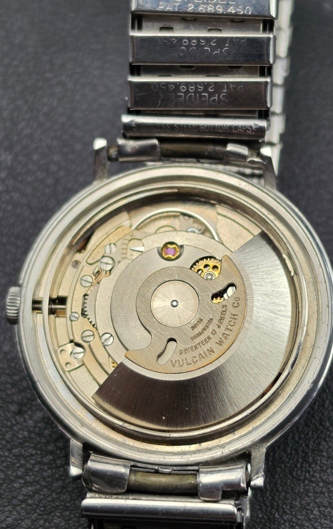 Vintage Vulcain Centenary Automatic 17 Jewel Swiss Date Watch 33mm Running