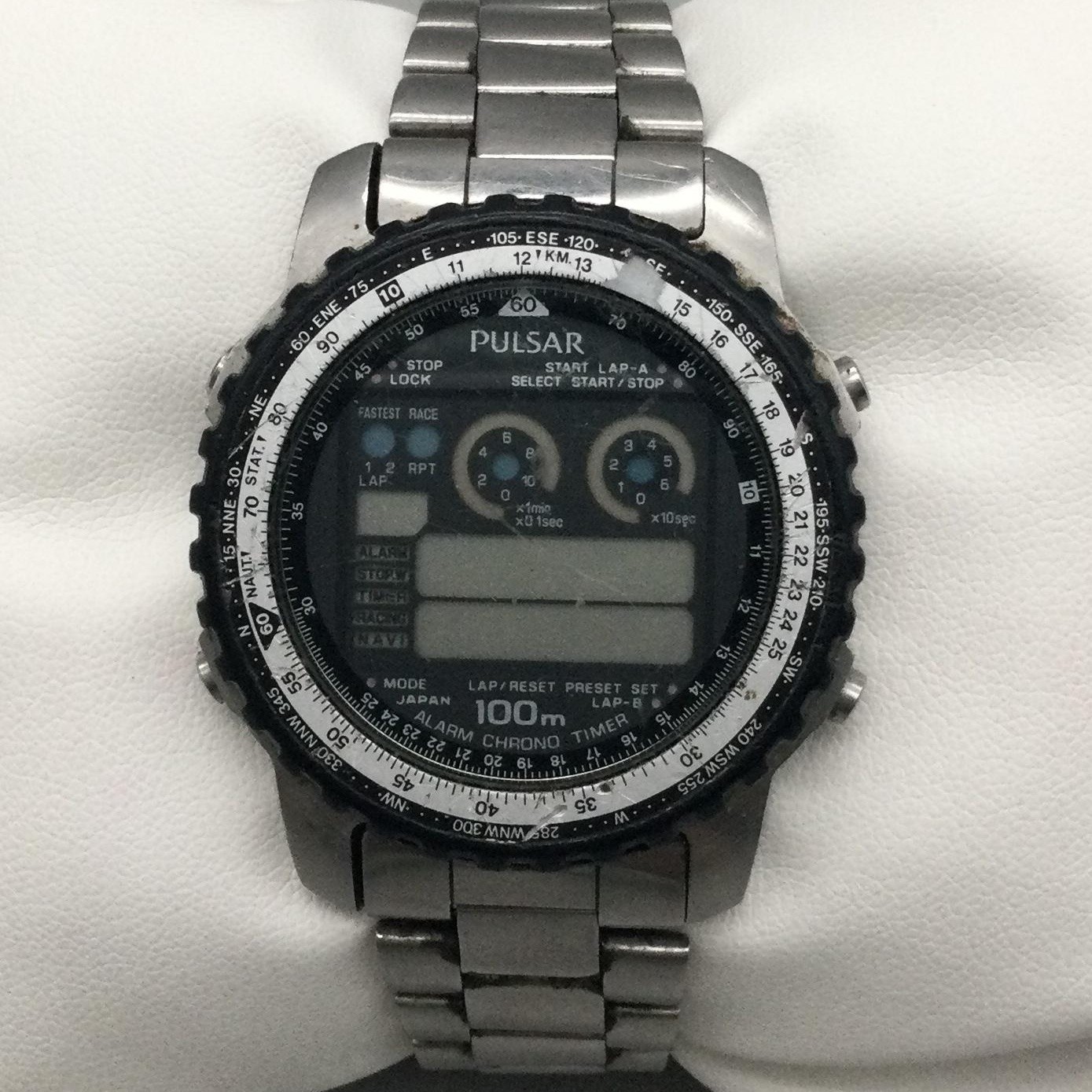 Vintage Pulsar Mens Watch 40mm Digital Chrono W358-5A00 NON WORKING FOR PARTS