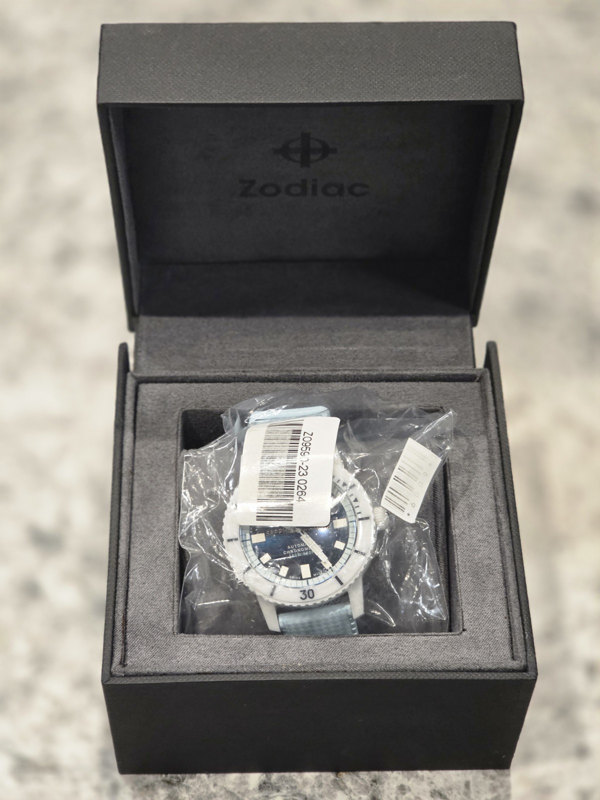Zodiac Super Sea Wolf Ceramic Light Blue Automatic Compression Dive Watch ZO9590