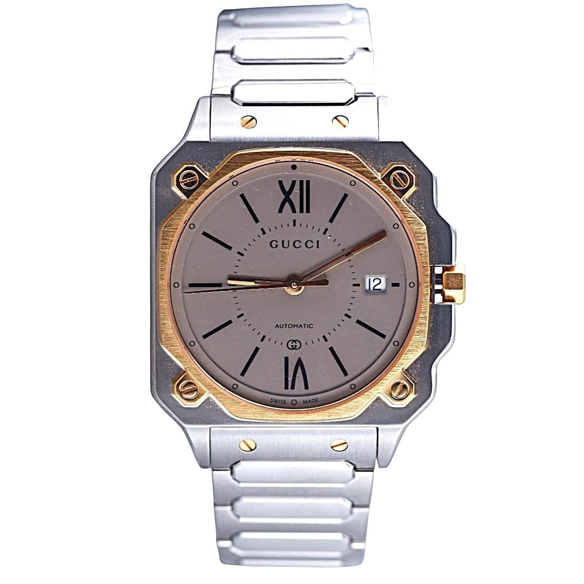 Gucci G-Flat Two Tone Grey Dial Automatic 36mm Men’s Watch YA166403