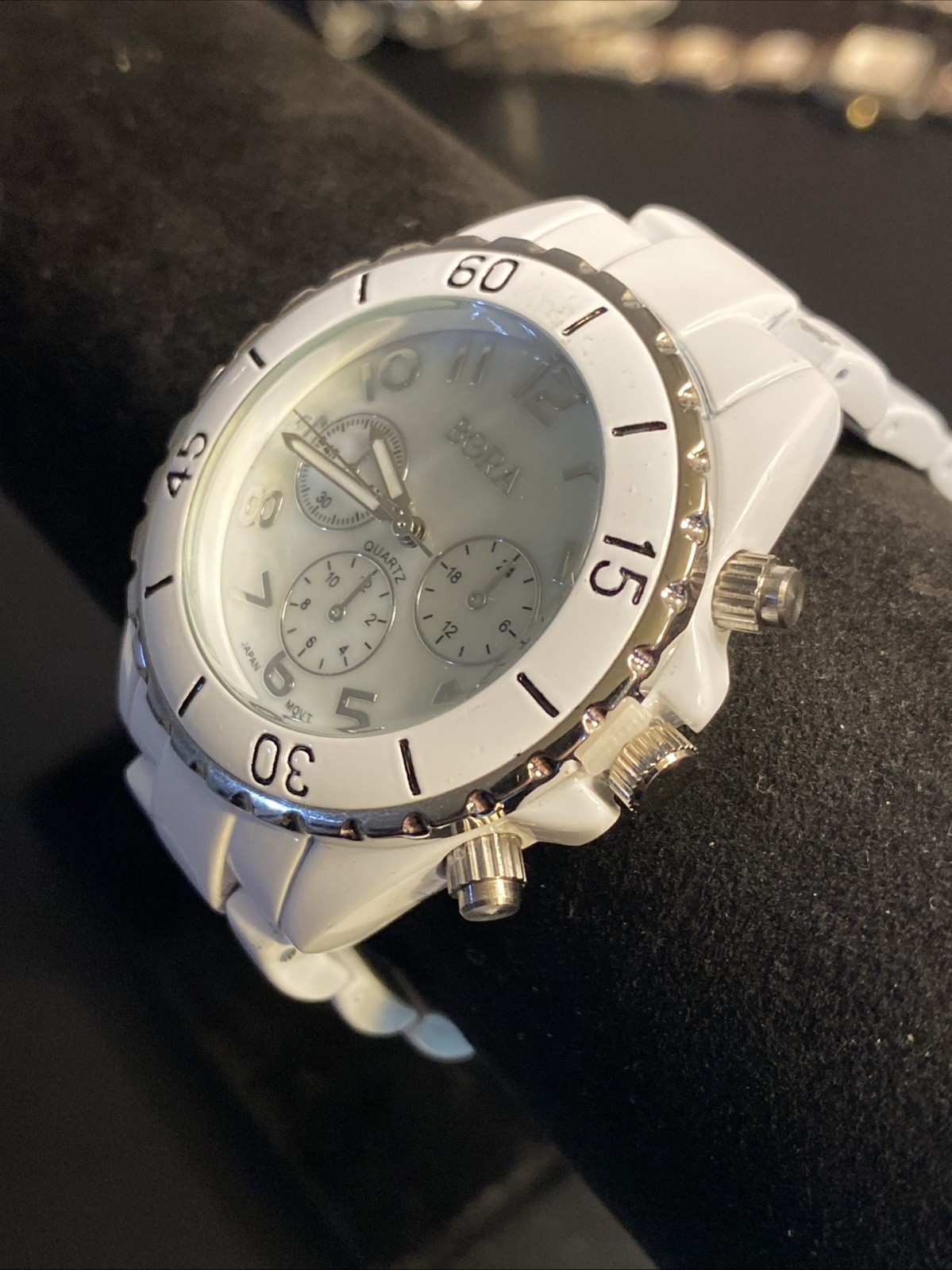 Bora Watch Women’s Quartz Watch All White New Battery Mother Of Pearl Fade