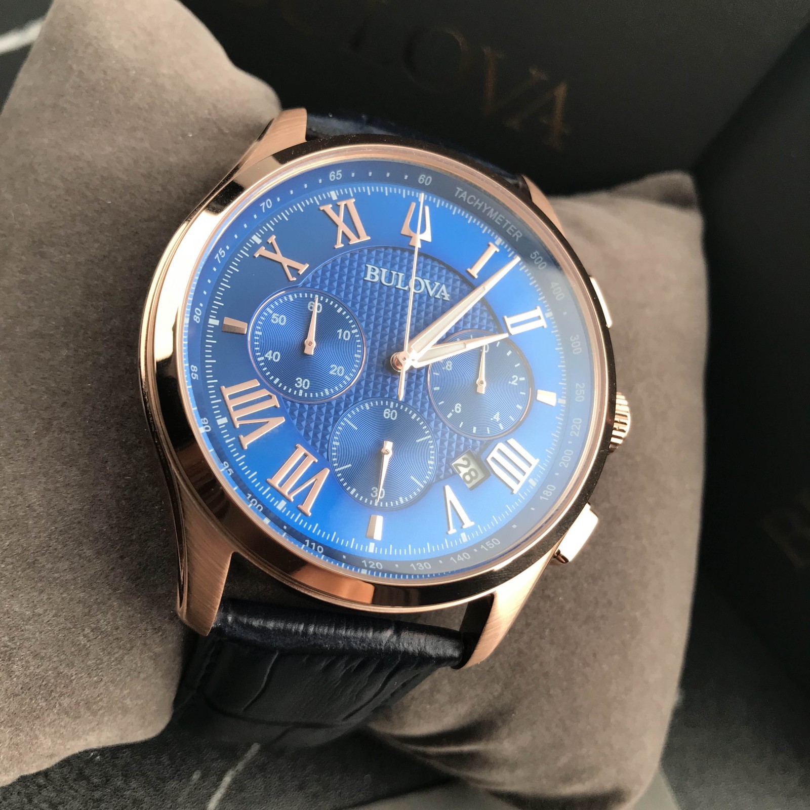 Bulova 97B170 Wilton Classic Chronograph Blue Dial Men’s Steel Quartz Watch 45mm