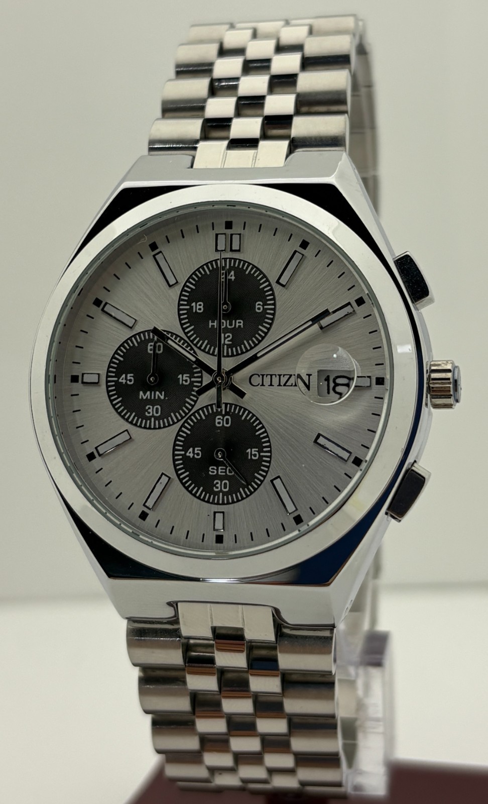 Refurbished Citizen Eco-Drive Chrono Quartz Silver Dial Sub-Sec/Date Wristwatch