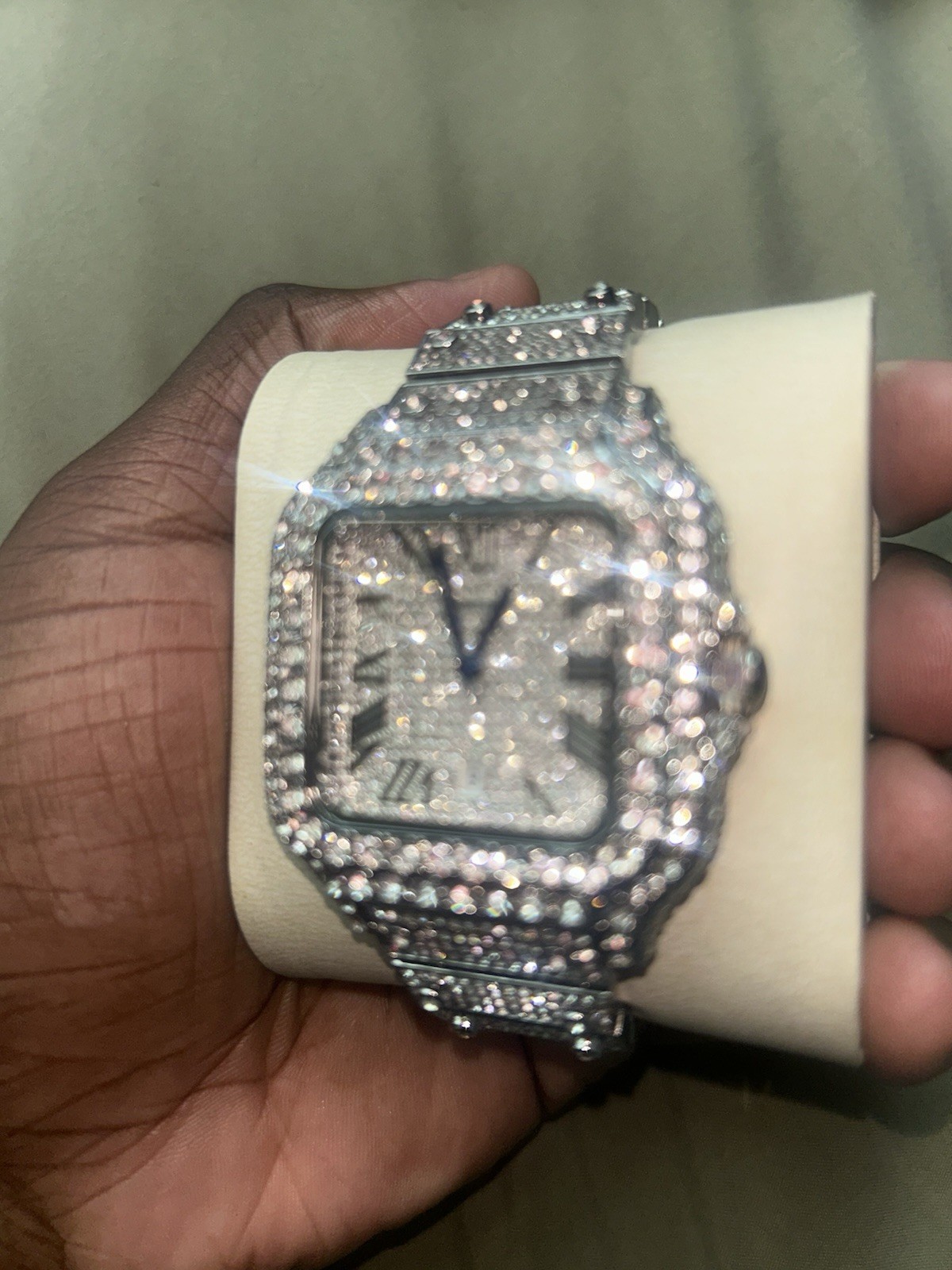 Men’s Silver Moissanite Automatic Watch