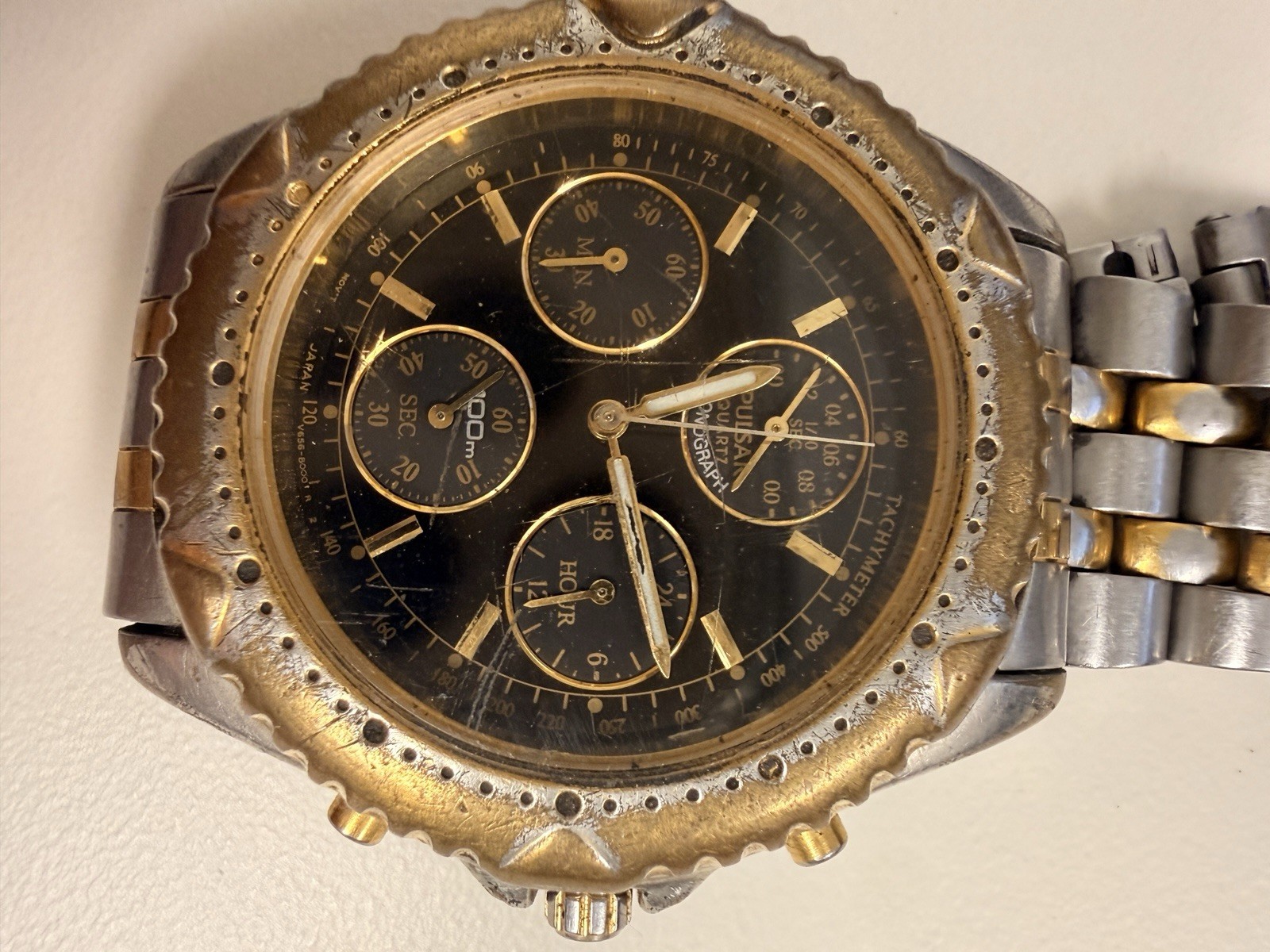 Pulsar 7T92-0CZ0 Quartz Chronograph Watch Runs Setting Issue Parts Repair