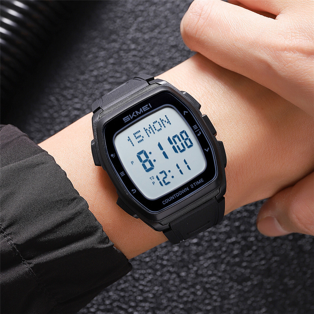 SKMEI Men Rectangle Watch Digital Electronic Wristwatch Students Boy Sport Watch