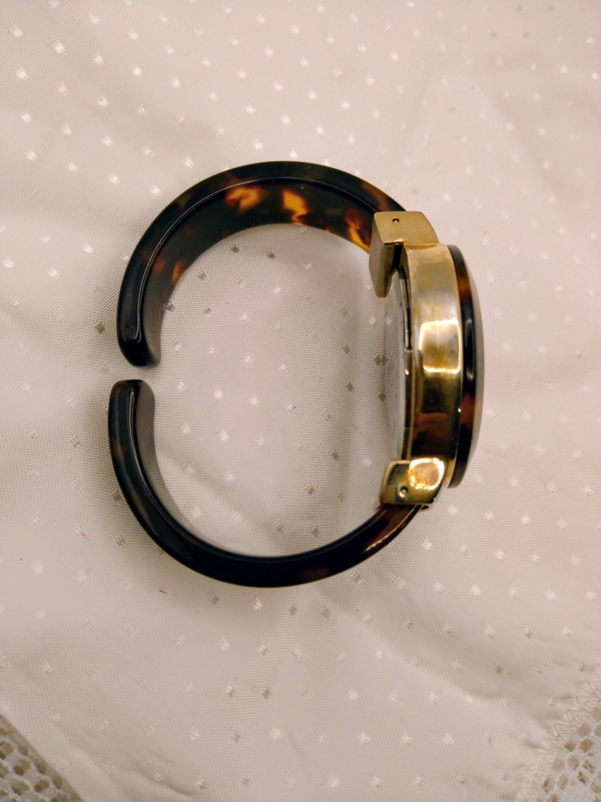 Bora Watch Tortoiseshell Bangle Mother Of Pearl Gold Tone Japan Needs Battery