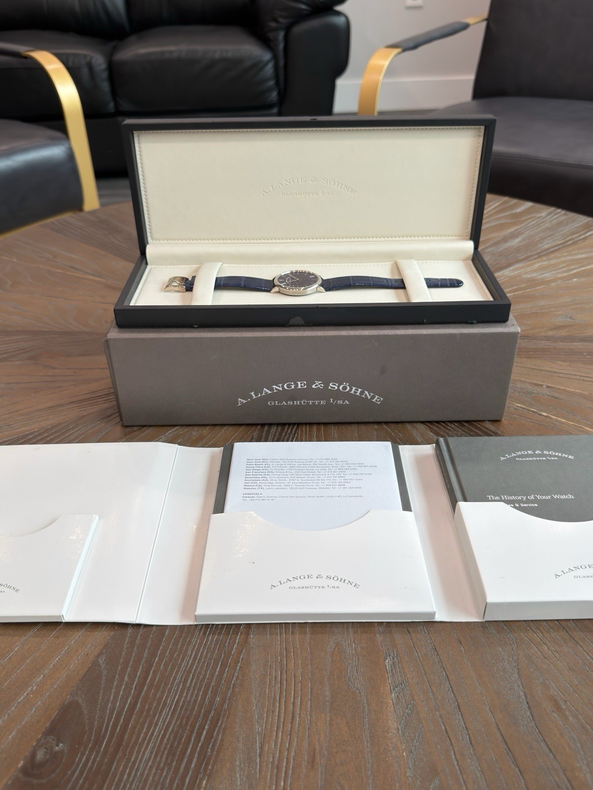 2020 A. Lange Saxonia Thin Aventurine Blue White Gold 205.086 Watch Box Papers