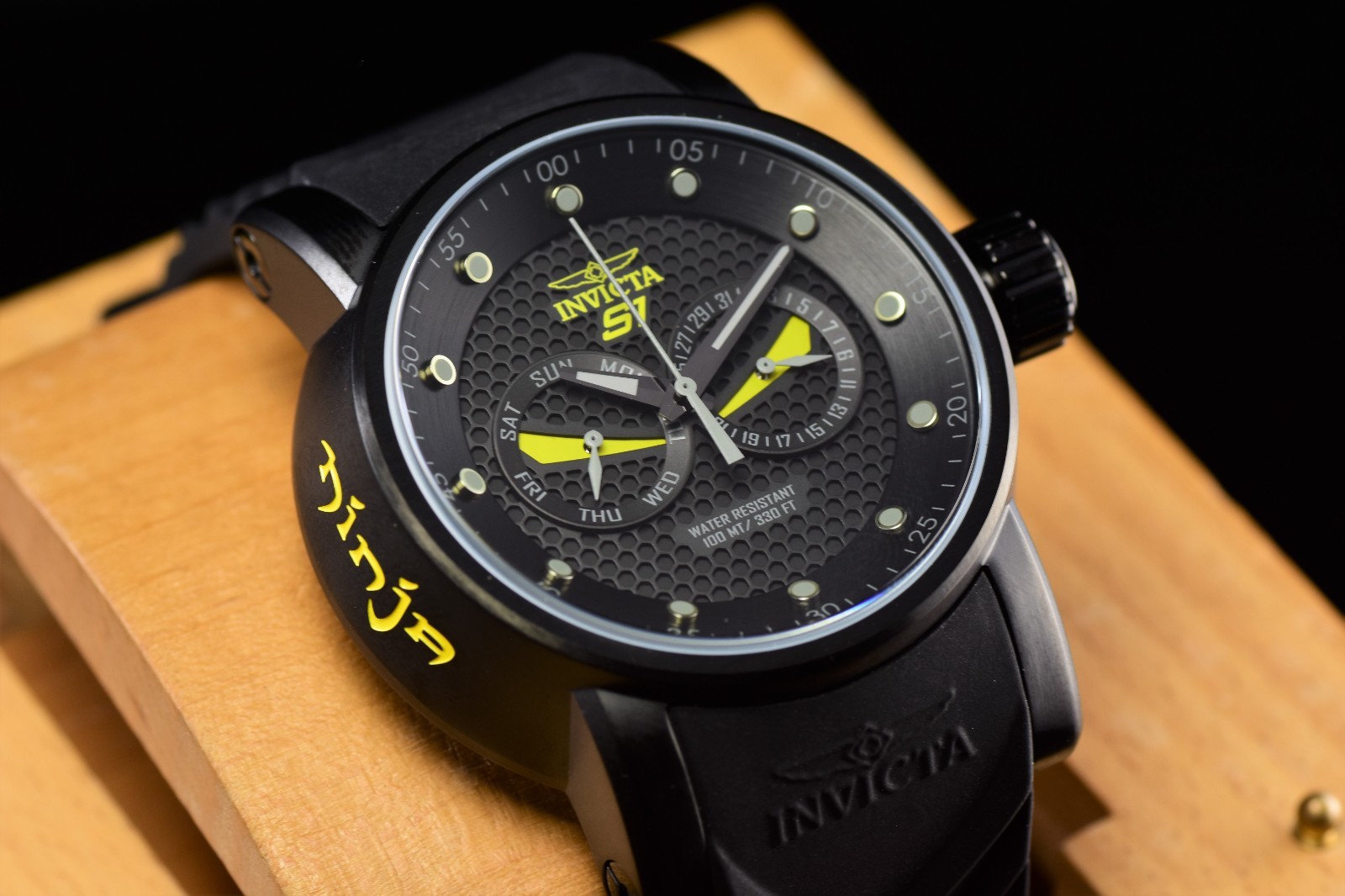 Invicta Men’s S1 RALLY NINJA Black Dial Yellow Accent Black Tone Men’s Watch