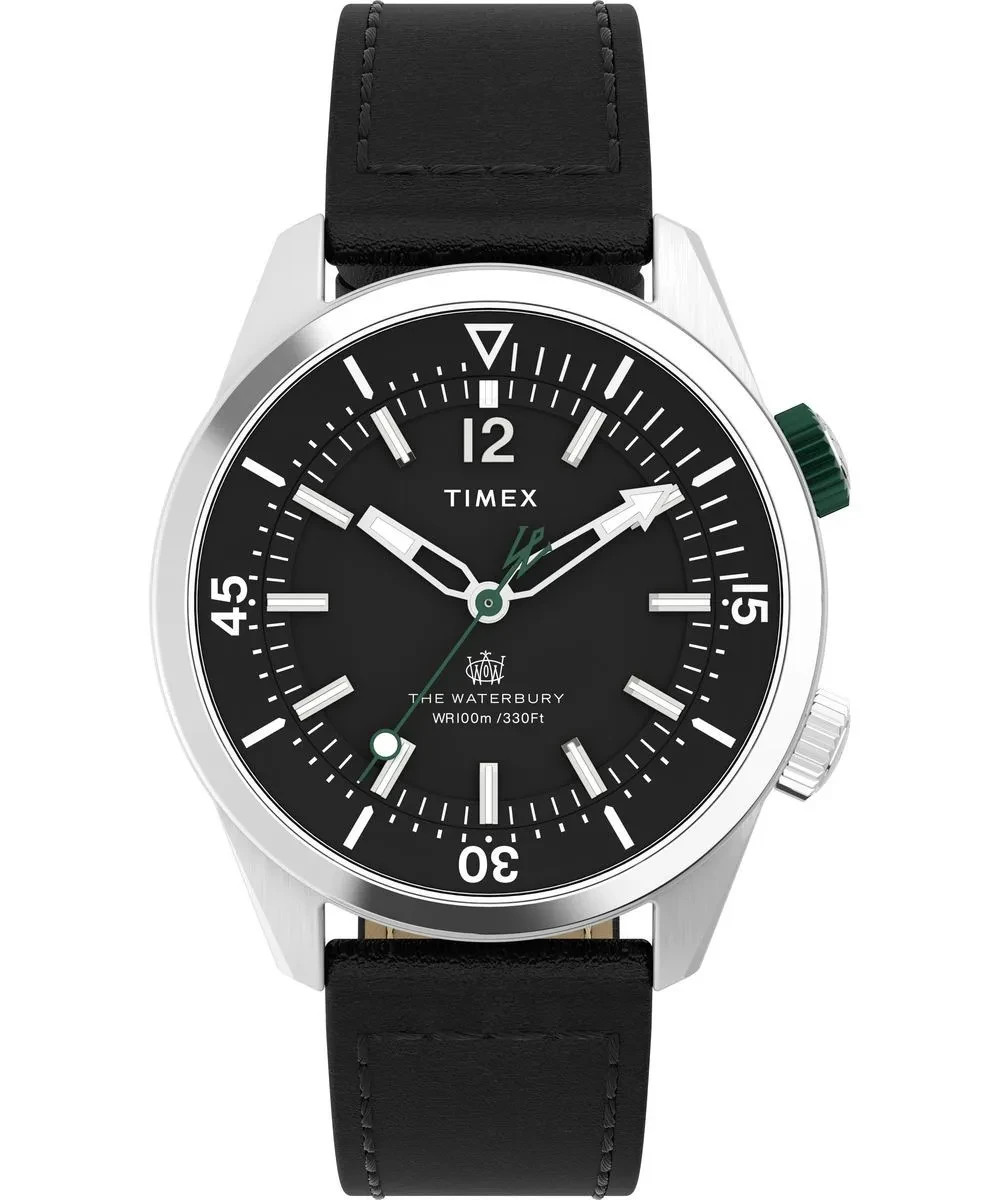 Timex Waterbury Men’s Black Dial Leather Strap 41 mm Quartz Watch TWH6Z3810