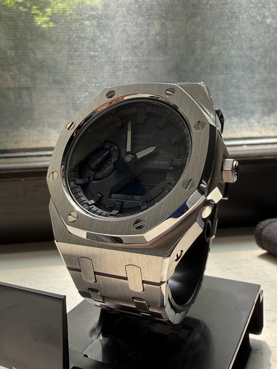 Casio G-Shock GA-2100 Custom Royal Casioak Stainless Steel Mod Black Dial w/ Box
