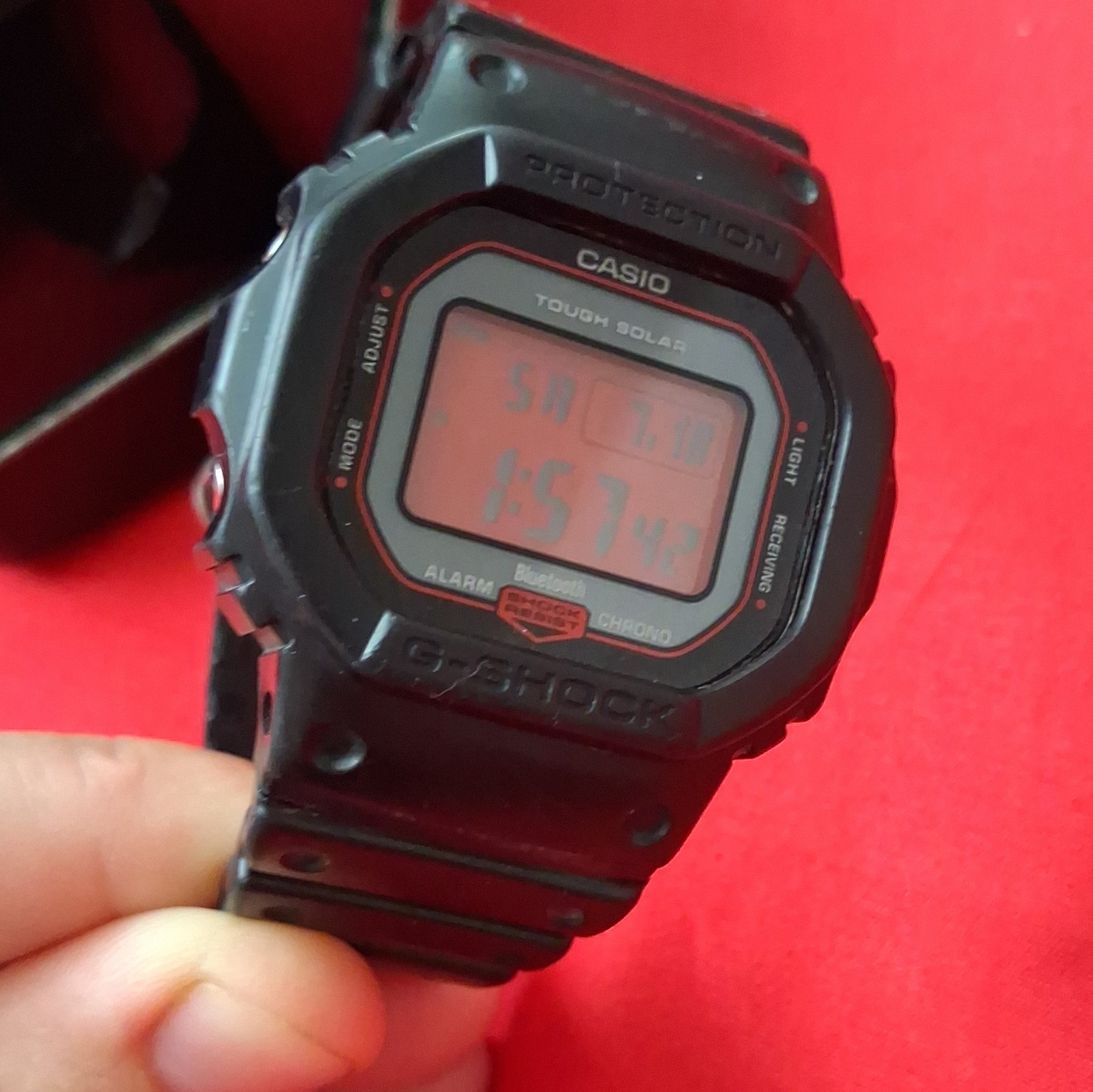CASIO G-SHOCK Black & Red GW-B5600AR-1 Solar Radio Men’s Watch used in Box