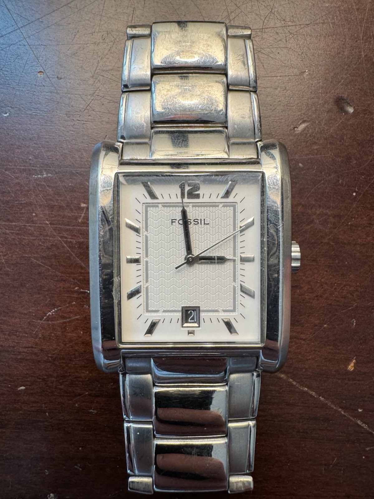 Fossil Arkitekt FS4152 Men’s Stainless Steel Quartz Watch New Battery Working