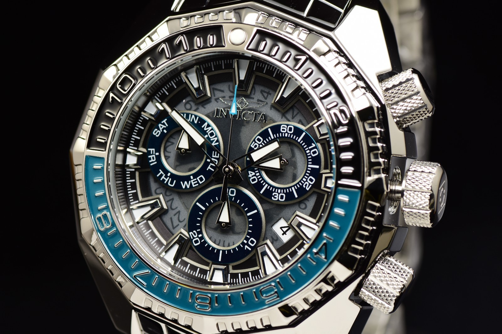 Invicta Akula Tellurion Swiss Ronda High Polish Men’s Turquoise Steel Watch 55mm