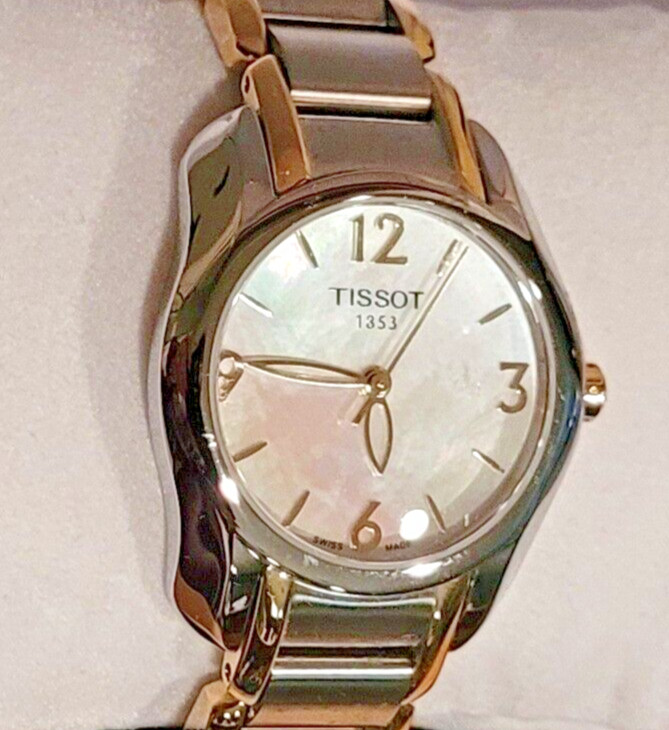 New Tissot Women’s Swiss T-Wave Two-Tone MOP Dial Stainless-Steel Bracelet Watch
