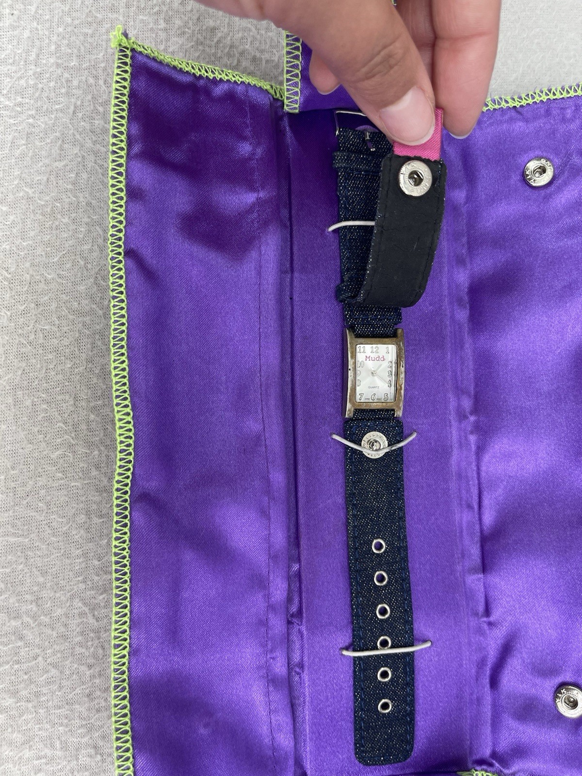 Vintage Y2K Mudd Denim Snap Watch Purple Case Over Face READ