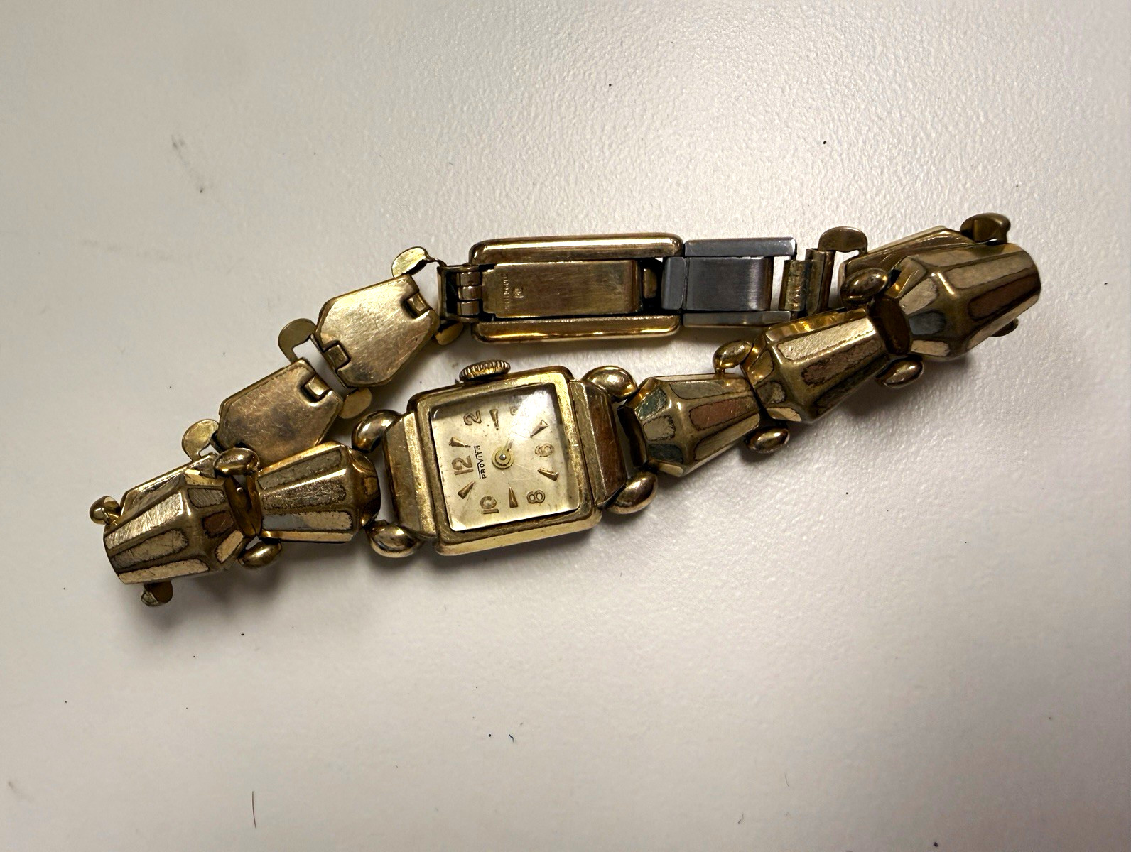 Vintage Protim Rolled Gold Ladies Wind Up Watch Running, with stamped bracelet