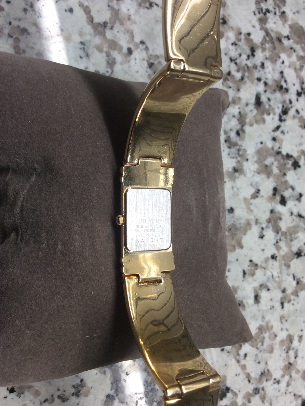 GORGEOUS PULSAR GOLD TONE LADIES BANGLE FOLD OVER CLASP WATCH GREAT GIFT IDEA