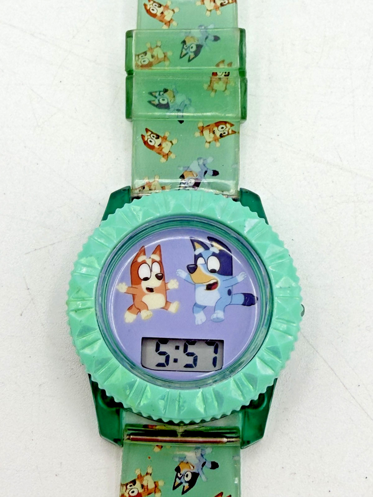 Bluey Children’s LCD Watch with Flashing Case Aqua Blue-Green Working READ!