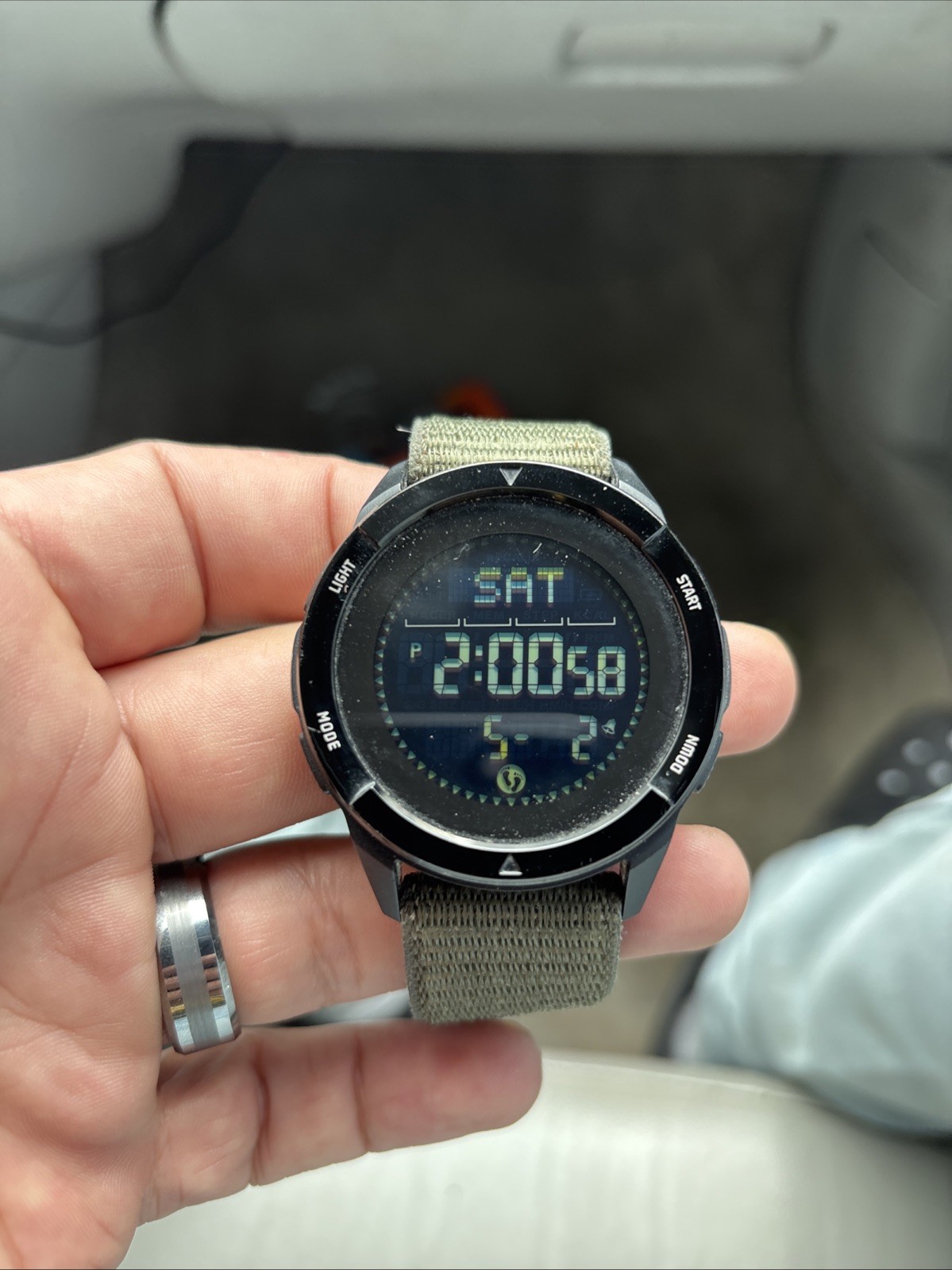 Digital Carbon fiber Men’s Watch North Edge Alps Multifunctional w Green Nato
