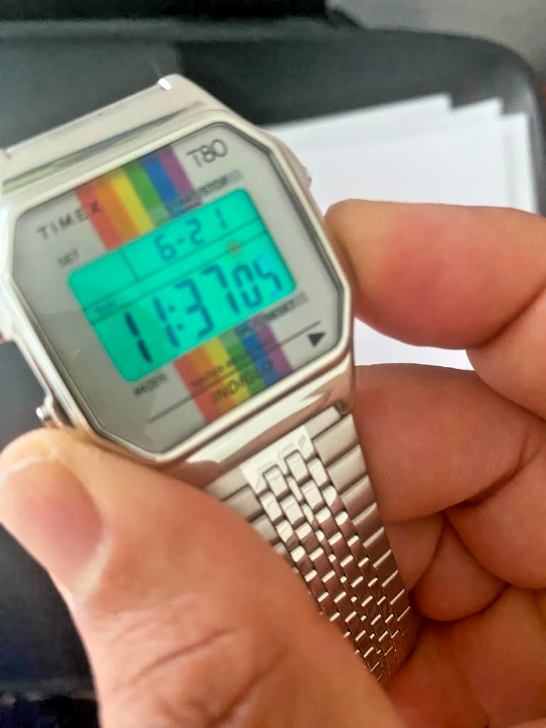 Timex T80 Digital Watch Rainbow Pride Indigo 30meters TW2U70700 (Read Desc)