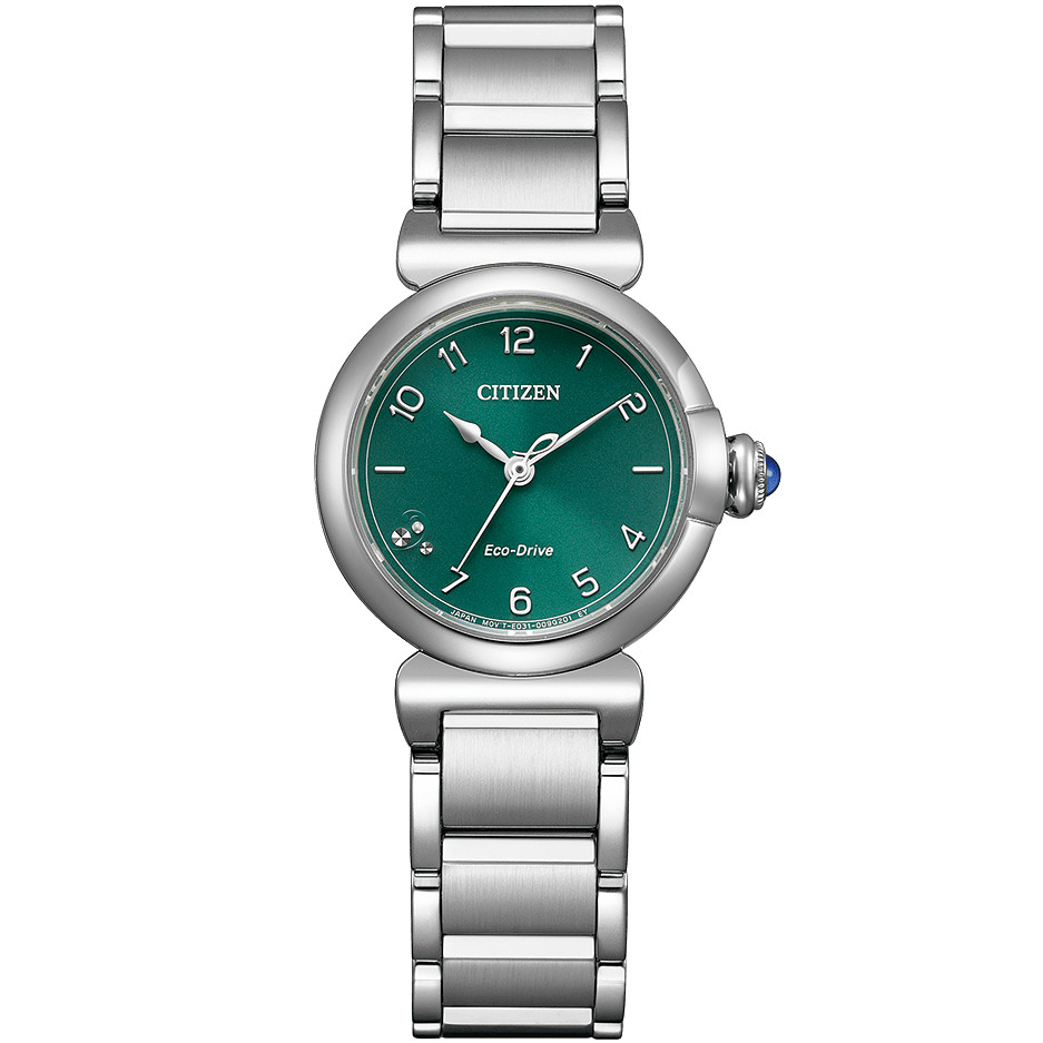 Citizen L ROUND Collection EM1130-83X Eco-Drive Solar Green Dial 26mm Watch
