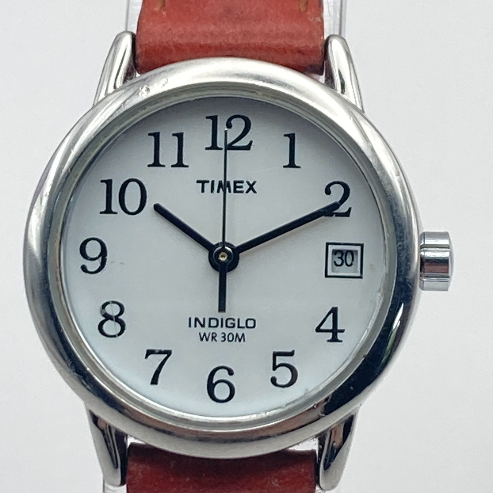 Timex Easy Reader Women’s Watch Silver Tone Date Indiglo New Battery SMALL 7.5″