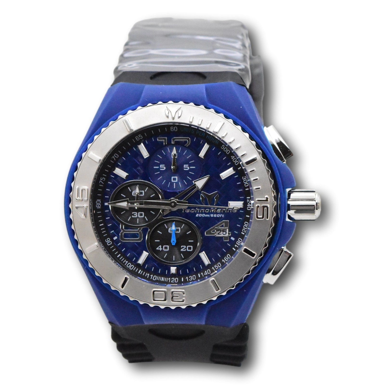 TechnoMarine Cruise JellyFish Men’s 46mm Blue Weave Dial Chrono Watch TM-115114