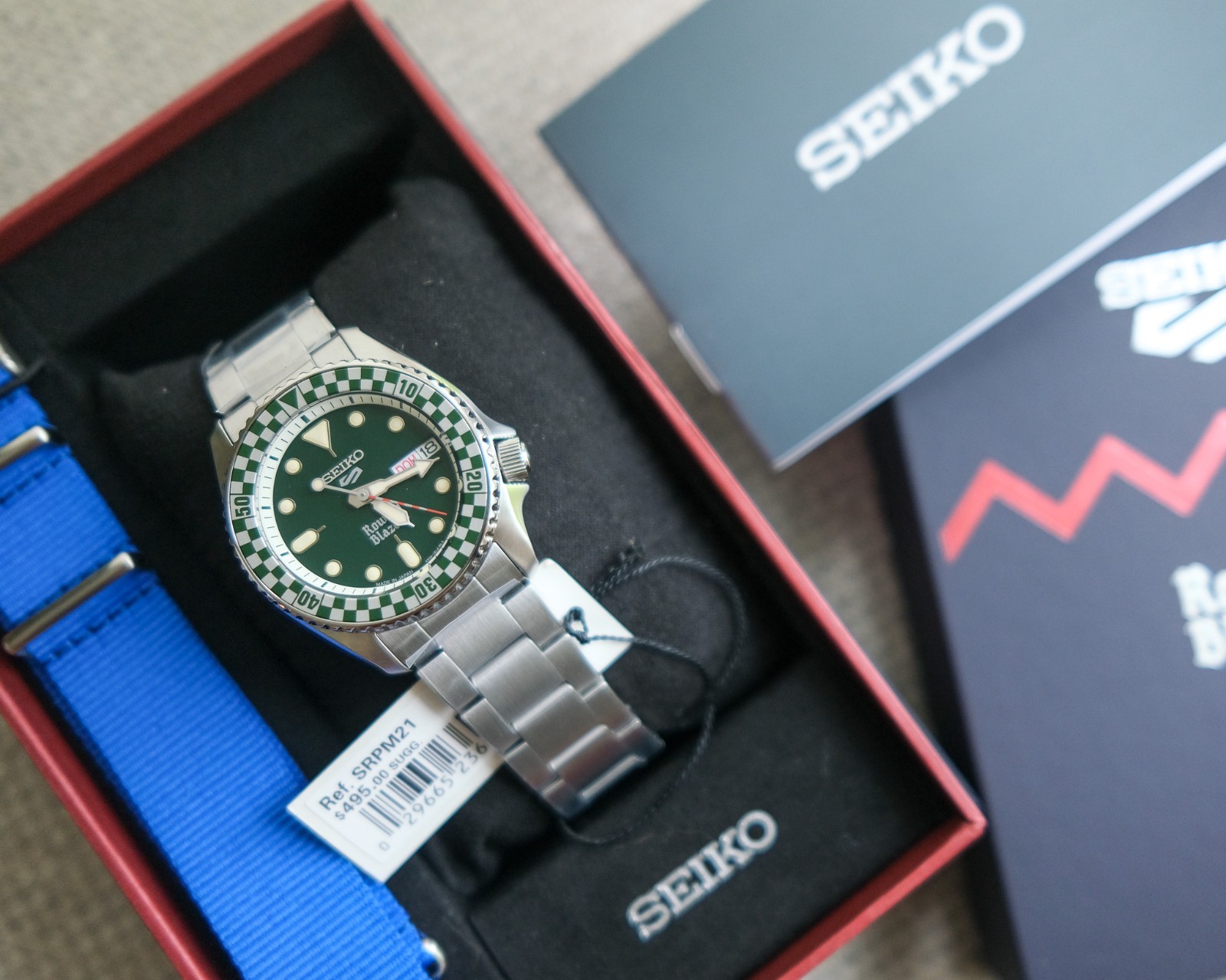 Seiko 5 Rowing Blazers X Wind Vintage Rally – Green 38mm – SRPM21 Ready to Ship