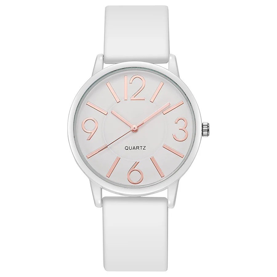 Women’s Casual Soft Silicone Strap Round Analog Quartz Wrist Watch Waterproof