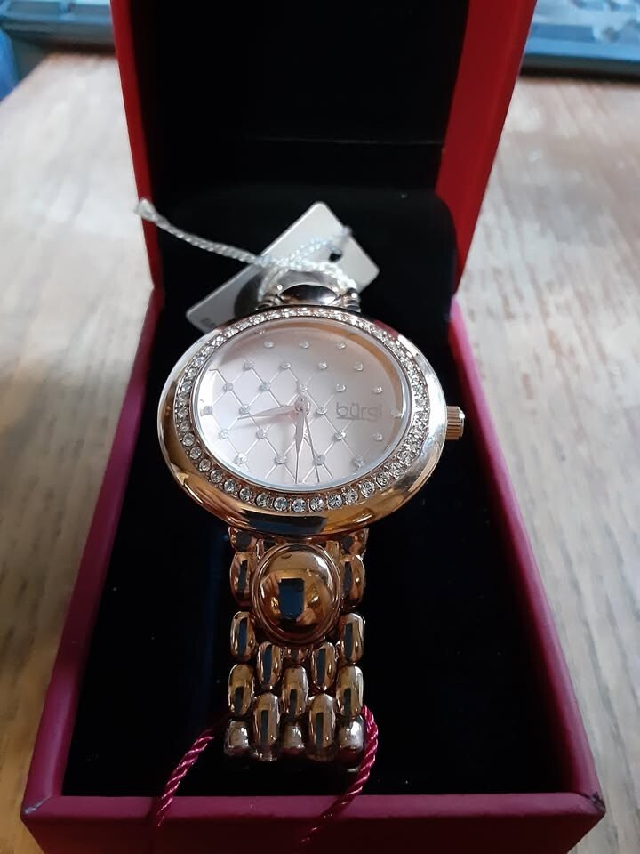 New Burgi Watch Crystal Diamond Pattern Bracelet BUR170 Rose Gold Tone