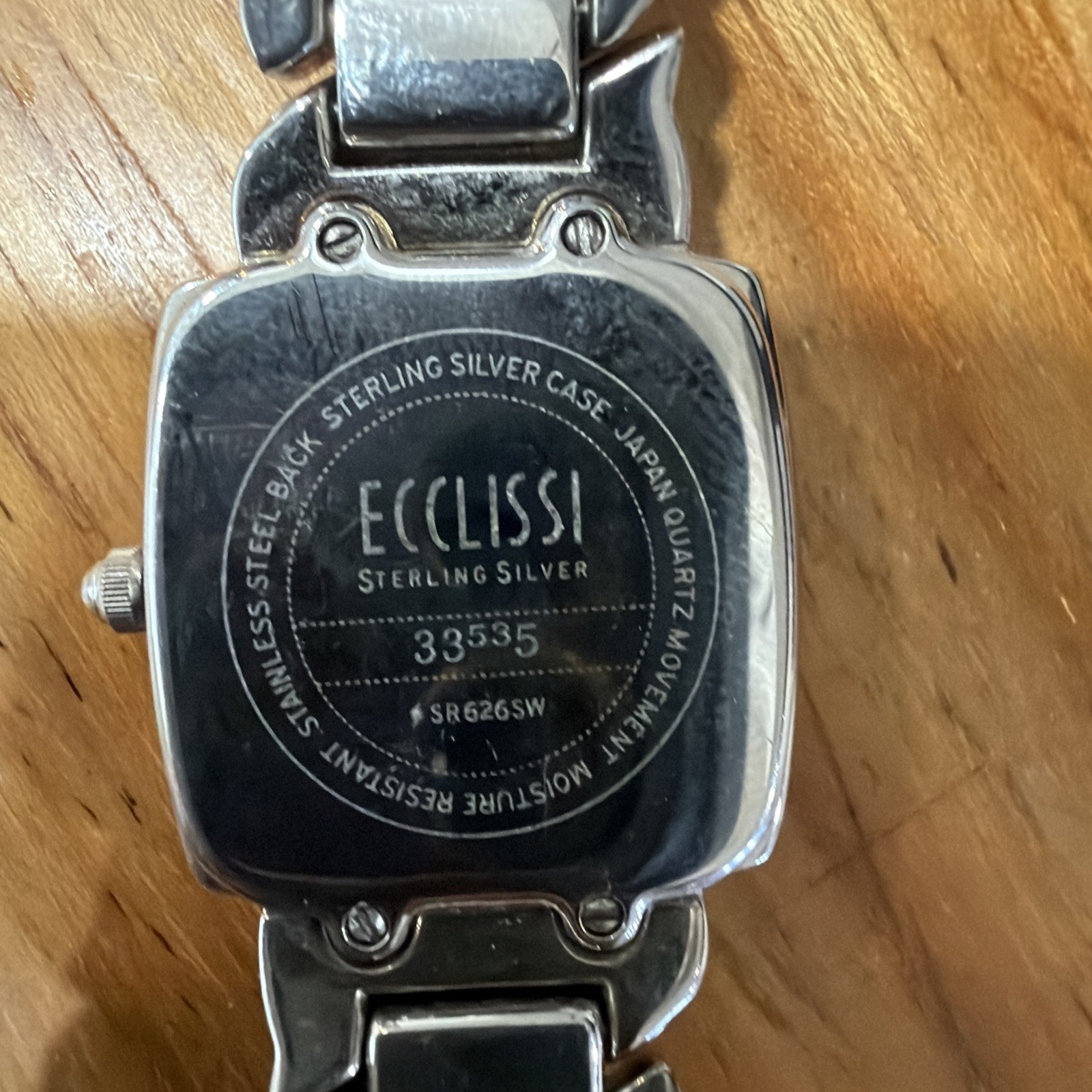 ECCLISSI STERLING SILVER CASE &925 BAND WOMEN WATCH NEW Battery 33535