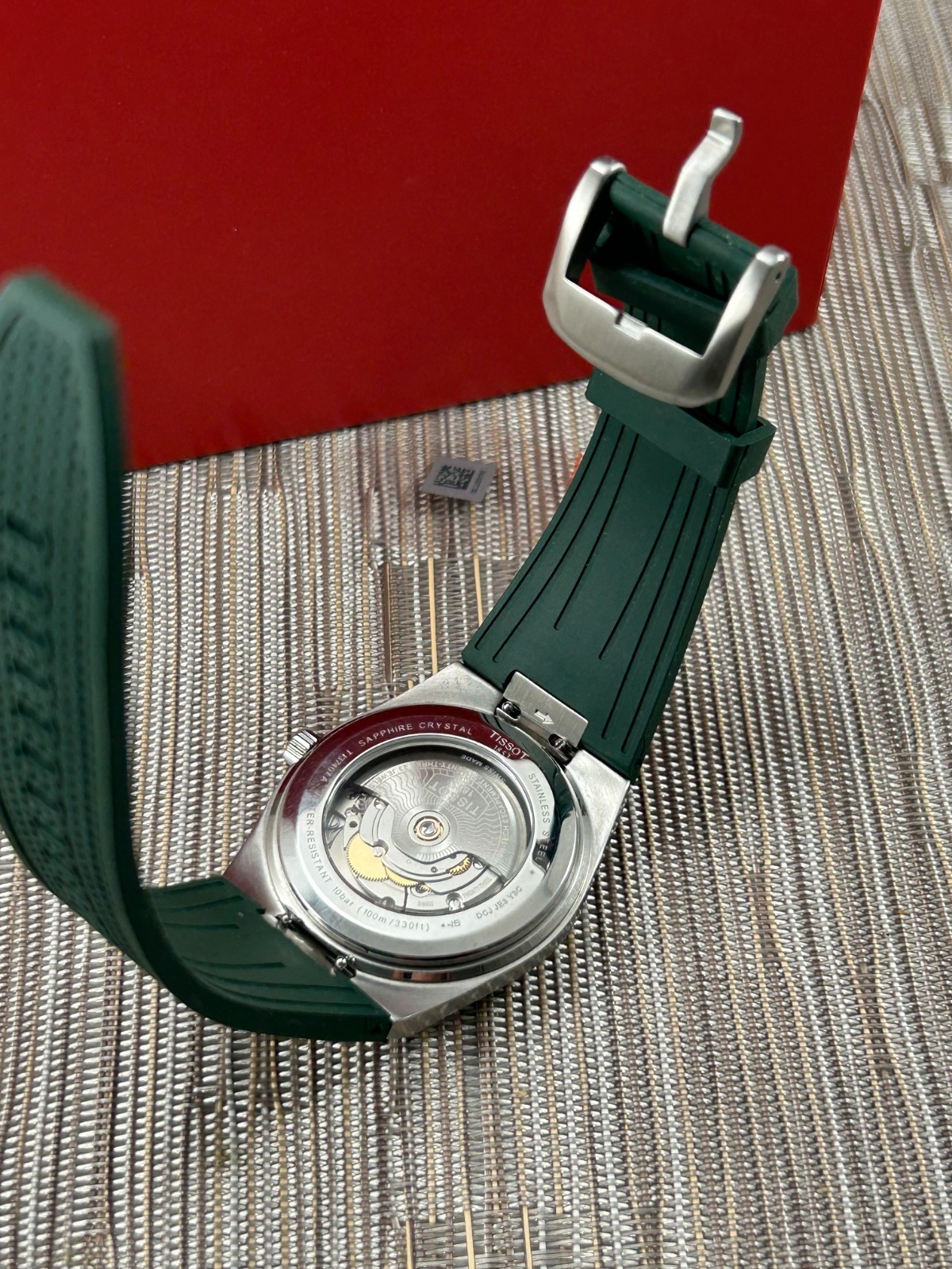 Tissot PRX Powermatic 80 Green dial 40mm T1374071109100 bracelet and FKM strap