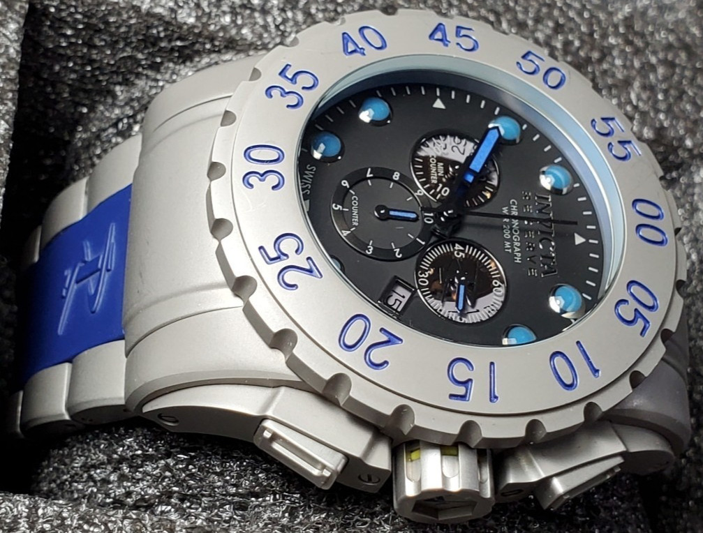 INVICTA RESERVE DIVER LEVIATHAN 0800 STAINLESS 200M 52mm MEN’S WATCH GRAY BLUE